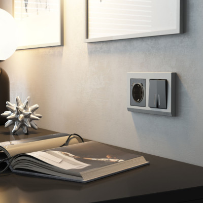 Розетка Встраиваемые механизмы графит матовый W1171764