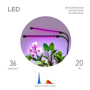 Настольная лампа для растений  FITO-20W-АLED-RB
